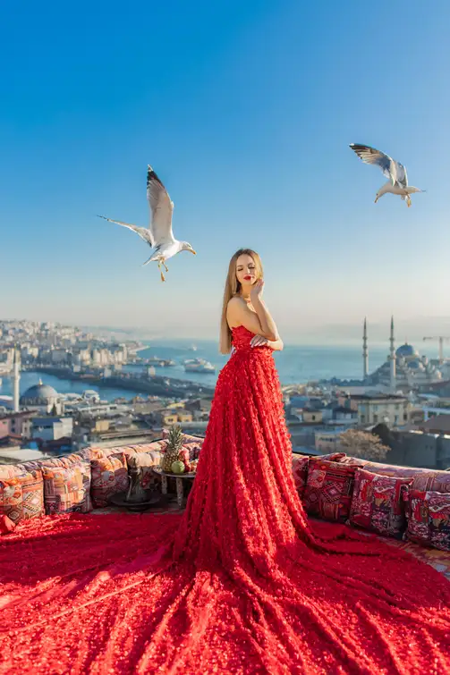 Rooftop Flying Dress Photoshoot in Istanbul 3